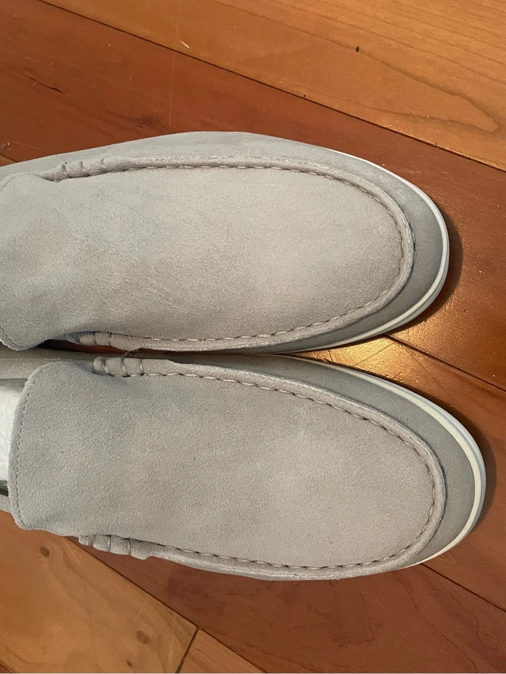 Men's Suede Slip-On Loafers in Light Gray